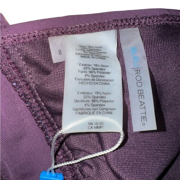 Bleu Rod Beattie NWT Smock it to Ya Halter Embroidered Bikini Top in Aubergine 8 - Picture 6 of 8